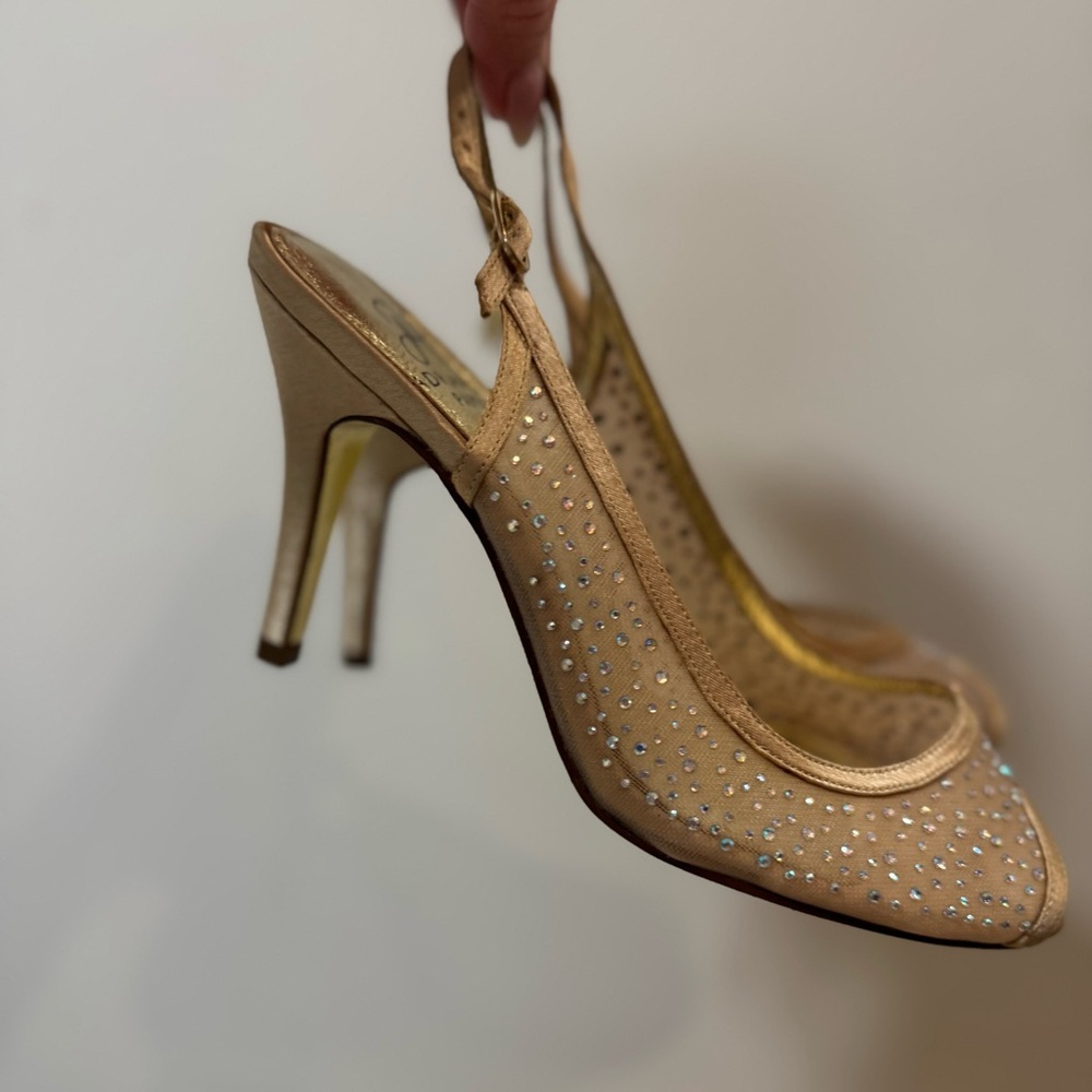 J.Renee Gold Sparkle Slingback Heels (US 7)